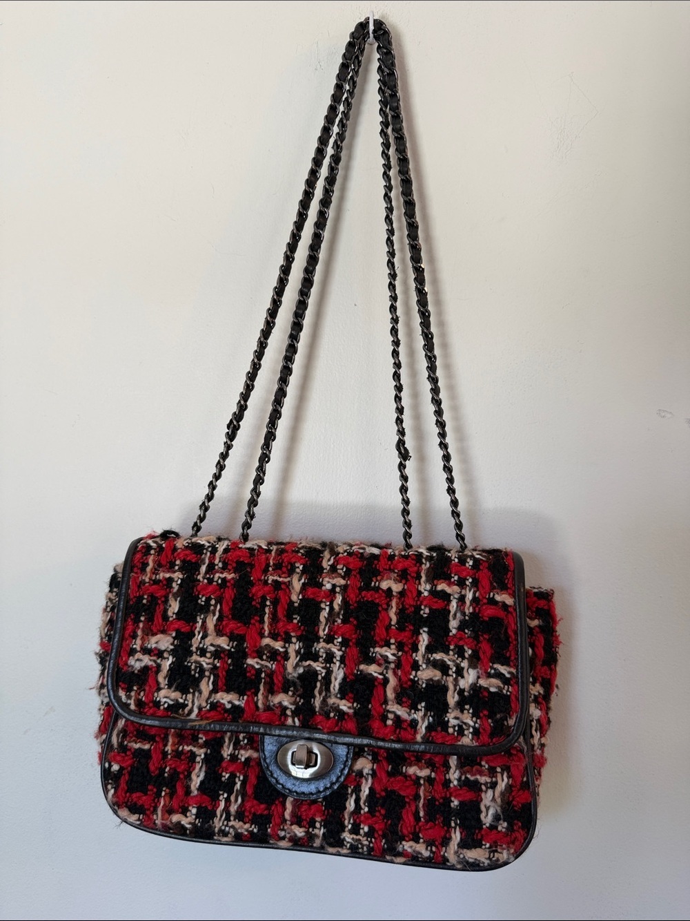 Patricia Nash Lorenza Flap Red Plaid&leather Crossbody/Shoulder Bag